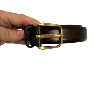 Christian Dior Brown Leather Belt with Gold Buckle size 32 adjustable